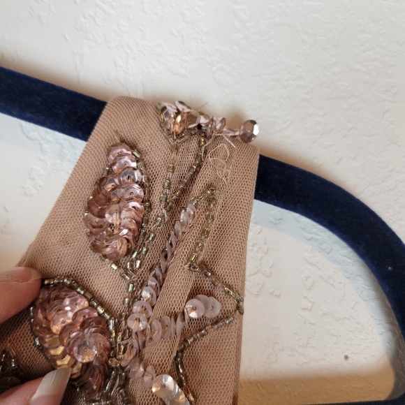 NWT Adrianna Papell Floral Beaded Ankle Length Sleeveless Gown Rose Gold Sz 6P - Picture 13 of 16